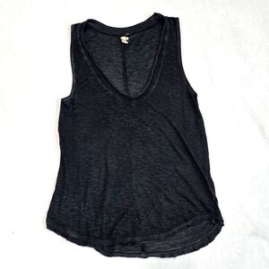 We The Free Shirt Breezy Oversized Black Burnout Sleeveless Tank Raw Hem Size XS